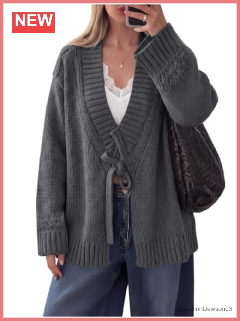 Womens V Neck Wrap Sweater Casual Long Sleeve Tie Front Cardigan